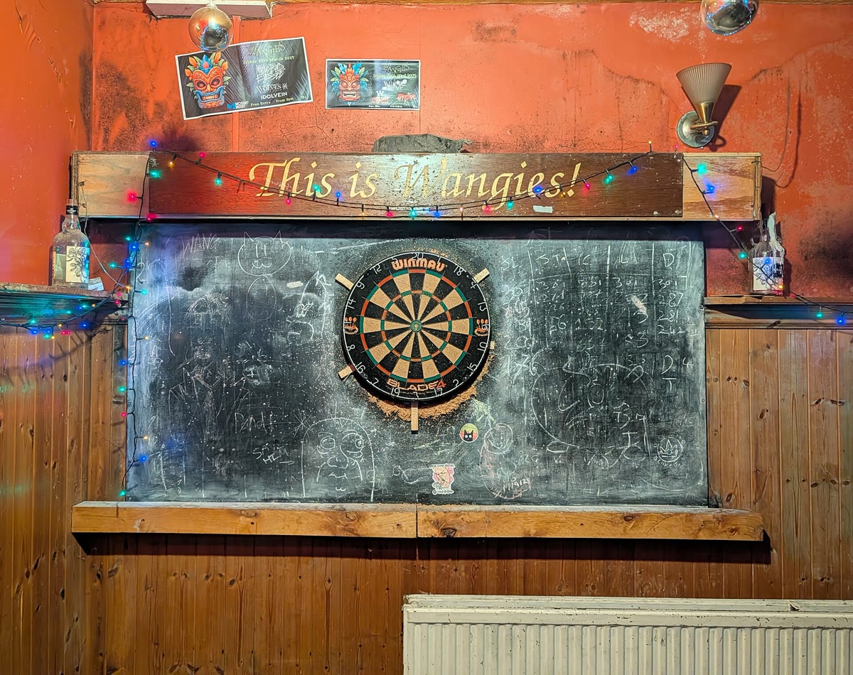 Dartboard on the pub wall